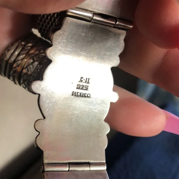 Mexico 925 Sterling silver art deco hinged bracelet - Picture 5 of 12